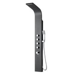 Thermostatic Waterfall Shower Tower Body Jets & Handset Black Chrome Finish