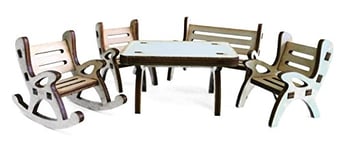 Petra S Bastelmaxi-gmh04fs2 News A Table Groupe, Comprenant 1 Table, 1 x Banc de Jardin, 1 x Fauteuil à Bascule et 2 chaises en Bois, 5 pièces