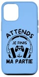 Coque pour iPhone 12/12 Pro Attends je finis ma partie cadeau drôle joueurs jeux vidéos