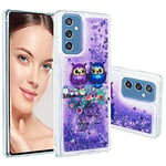 IMEIKONST Coque Compatible avec Samsung Galaxy A15 5G Étui, Sables Mouvants Liquides Brillants Très Mince Transparente Silicone Antichoc TPU Bumper Housse pour Samsung A15 4G. Bling Couple Owls XY1