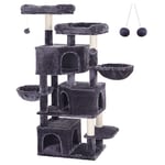 Feandrea Grand Arbre à Chat, avec 3 Niches, 164 cm de Hauteur, Gris Foncé PCT98G