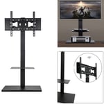 Swivel Adjustable Floor TV Stand Mount Glass Shelf for 34-65" Flat Television