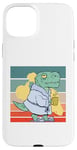 Coque pour iPhone 15 Plus Les gens du matin, un dinosaure groggy, un peignoir, un café