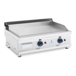 Plancha à gaz naturel en inox grill professionnel 75 cm 2 zones de cuisson 2 x 3 100 watts (plaque 74,5 x 40 cm, 20 mbar, gaz naturel, 50 - 300 °c, lisse, évacue la graisse) 14_0004036