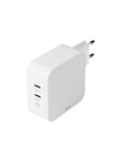 Deltaco USB-C wall charger GaN technology 2x USB