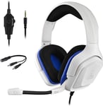 Korp COBALT Casque Gaming PS4 - Micro Casque Gamer Audio Stéréo, Ultra Léger, Fortes Basses - Micro 3.5mm Jack pour PC PS4 Xbox One Mac Nintendo Switch Tablette Laptop Smartphone (Blanc)