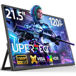 UPERFECT Moniteur Portable 21.5 Pouces 120Hz Portable Monitor 1300:1 1920 x 1080 Full HD IPS Ecran Support Intégré HDMI USB C pour PC Portable Console de Jeux, Boîtier Métallique, Compatible VESA