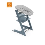 STOKKE® Tripp Trapp® Matstol Fjord Blue inkl. Newborn Set™ Grey