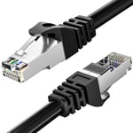 Cable Ethernet 5m, Cat 6 Cable Rj45 Blindé Gigabit Haut Débit Câble Réseau Résistant aux Intempéries FTP 23AWG CCA Cable Internet Noir 5 Mètres Cable Lan pour Routeur Modem