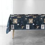 douceur d'intérieur, Nappe Rectangle (150 x 300 cm) Augustin Bleu, Polyester Imprimé