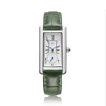 REBIRTH Brand Watch Dam Elegant Retro Klockor Mode Dam Quartz Klockor Klocka Dam Casual Läder Damarmbandsur Sliver Green