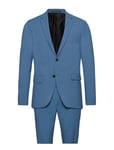 Lindbergh Plain Mens Suit - Normal Lenght Blå