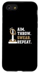 Coque pour iPhone SE (2020) / 7 / 8 Aim Throw Swear Repeat Quoit Jeux pour les amateurs de lancer d'anneaux