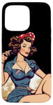 Coque pour iPhone 15 Pro Max Retro Patriotic Pin-up Vintage USA Flag American Beauty Girl