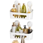 LEVERLOC 2PCS Etagère Douche sans Perçage Réutilisable Etagère Ventouse Simple d'Installation Charge 10KG Impérable Rangement Douche pour Carrelage Paroi de la Salle de Bain & Cuisine