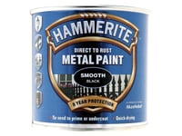 Hammerite - Direct to Rust Smooth Finish Metal Paint Black 250ml