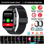 Uusi Virtsahappo Verirasva Älykello Ekg Verensokeri Syke Verenpaine Terveysmittari Smart Watch Huawei Ios_Black Mesh Belt 2A_Medical grade