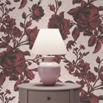 TADESSI | tapet blommor Lenni | M1-No.1841 | non-woven tapet | röd | rosa | blommig | naturlig | vardagsrum | sovrum | kök...