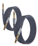 RUXELY Câble Instrument Audio Stéréo 6.35mm (4.5M/2 Pack) Cordon Tressé en Nylon Jack TRS 1/4 Mâle vers Mâle pour Guitare Électrique,Basse,Clavier,Table de Mixage,Amplificateur,Haut-parleur,Égaliseur