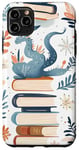 Coque pour iPhone 11 Pro Max Blanc Bohème Rayé Mignon Dragon Livres Cottagecore Fleur