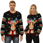 Christmas Jumpers for Women Men UK,Light Up Christmas Jumper,Unisex Funny Novelty Reindeer Led Lights Flashing Ugly Christmas Sweater,Best Festive Tacky Rude Matching Xmas Sweaters for Couples Adult