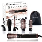 Bellissima 6-in-1 Hot Air Brush Styler and Volumizer - Interchangeable Hair Dryer with Ion Technology, Ceramic & Keratin Coated Brushes, 1000W, 2 Heat/Speed Settings – Anti-Frizz, Lightweight