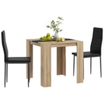 HOMCOM Ensemble de Salle à Manger, Ensemble Table et chaises pour Salle à Manger, Style Moderne, 3 pièces avec 1 Table carrée et 2 chaises, Noir