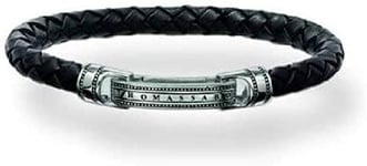 THOMAS SABO Rebel at Heart LB40-008-11-M Bracelet pour Homme en Argent 925 16 cm, 16 Centimeters, Cuir Argent Sterling