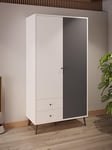 Forte Armoire à Portes battantes, Bois d'ingénierie Métal Plastique, Blanc avec Gris tungstène uni, B x H x T (in cm) 104,5x201,7x52,2