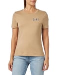 GANT Women's Reg Logo SS T-Shirt, Dark Khaki, XS