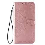 TANYO Case Suitable for Motorola Moto G9 Play, Stylish Leather Full-Cover Phone Case, 3 Card Slot, Magnetic Closure and Flip Stand Wallet Case. Rose gold