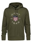 GANT Regular Fit Shield Print Hoodie - Khaki, Khaki, Size M, Men