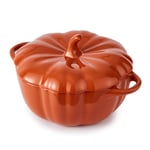 Wade WA975003ORA Large Pumpkin Casserole Dish with Smooth Glaze Interior, Stoneware, 1.1L Capacity, 23cm, Orange