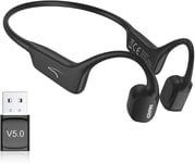 Casque à Bruit osseux, Casque de Sport Ouvert avec Microphone, Bluetooth à Conduction osseuse, avec Adaptateur USB pour PC, étanche et résistant à la Transpiration, pour Le Cyclisme, Le