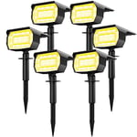 Lot de 6 Spot Solaire Exterieur, 72 LED Lampe Solaire Exterieur Etanche IP65 Lumiere Solaire Exterieur, Réglable avec 3 Modes d'Éclairage 120° Eclairage Extérieur Solaire pour Jardin Cour Allée Chemin