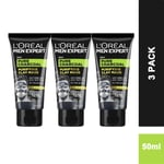 3 PACK - L'Oreal Men Expert Pure Charcoal Purifying Black Clay Face Mask 50ml