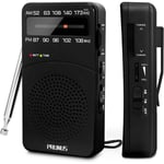 Radio Portable, J-166 AM(MW)/FM Petite Radio a Pile, Mini Radio de Poche avec Excellente Réception, Bouton de Réglage avec Indicateur de Signal,