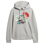 Superdry Sweat À Capuche Homme - Tokyo Vi Graphic Hoodie, Cracked Print, Logo, Unicolore Bleu Foncé M (Medium)