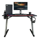 Konix Bureau Gaming Spectra 120 x 60 x 75 cm en Forme de Z - 30 Modes éclairage LED - Structure Table métal - Porte-gobelet - Support Casque - Noir