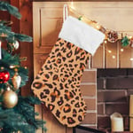 Julklapp, personliga julklappsstrumpor 2-pack Leopard Brun Djurtryck 45,7 cm Julstrumpor Hängande Ornament Eldstad för Träddekoration