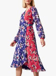 5057122393249 Phase Eight Claudette Patched Floral Dress, Electric Blue/Fuchsia Blue 100% polyester, lining: polyester 18 female