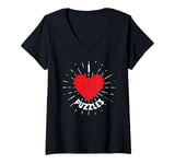 Womens I Love Puzzles - Jigsaw Puzzle Heart Vintage Funny V-Neck T-Shirt