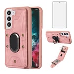 Asuwish Phone Case for Samsung Galaxy S23 Plus 5G Wallet Cover with Tempered Glass Screen Protector and Ring Credit Card Holder Leather Cell Accessories S23+5G S23plus 23S + S 23 23+ Women Men Pink