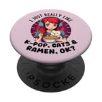 T-shirts Ramen Lovers, j'aime vraiment la K-POP, les chats et les ramen PopSockets PopGrip Adhésif