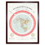 Gleason 1892 New Standard Map of the World Time Calculator Flat Earth Vintage Poster Art Print Framed Poster Wall Decor 12x16 inch