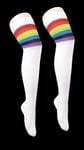 Ladies Over the Knee Socks Thigh High Striped Stripey Rainbow Colours Referee