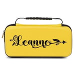 Etui pochette Switch lite jaune prenom plume boho personnalisee