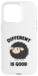 Coque pour iPhone 15 Pro Max Different is Good Mouton mignon et drôle de couleur noire Be Yourself