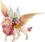 Schleich BAYALA - Elfe sur Lion ailé, Figurine fée détachable chevauchant Un Lion Rose Magique avec des Parties Mobiles, Figurine Magique pour Enfants de 5 Ans et Plus