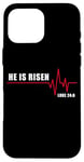 Coque pour iPhone 16 Pro Max He is Risen – Jesus Heartbeat Pulse Christian Faith EKG